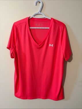 Under Armour Hot Pink V-Neck Performance Tee